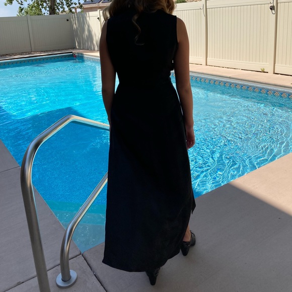 Vintage Vietnamese Black Silk Sleeveless Dress - Picture 4 of 14